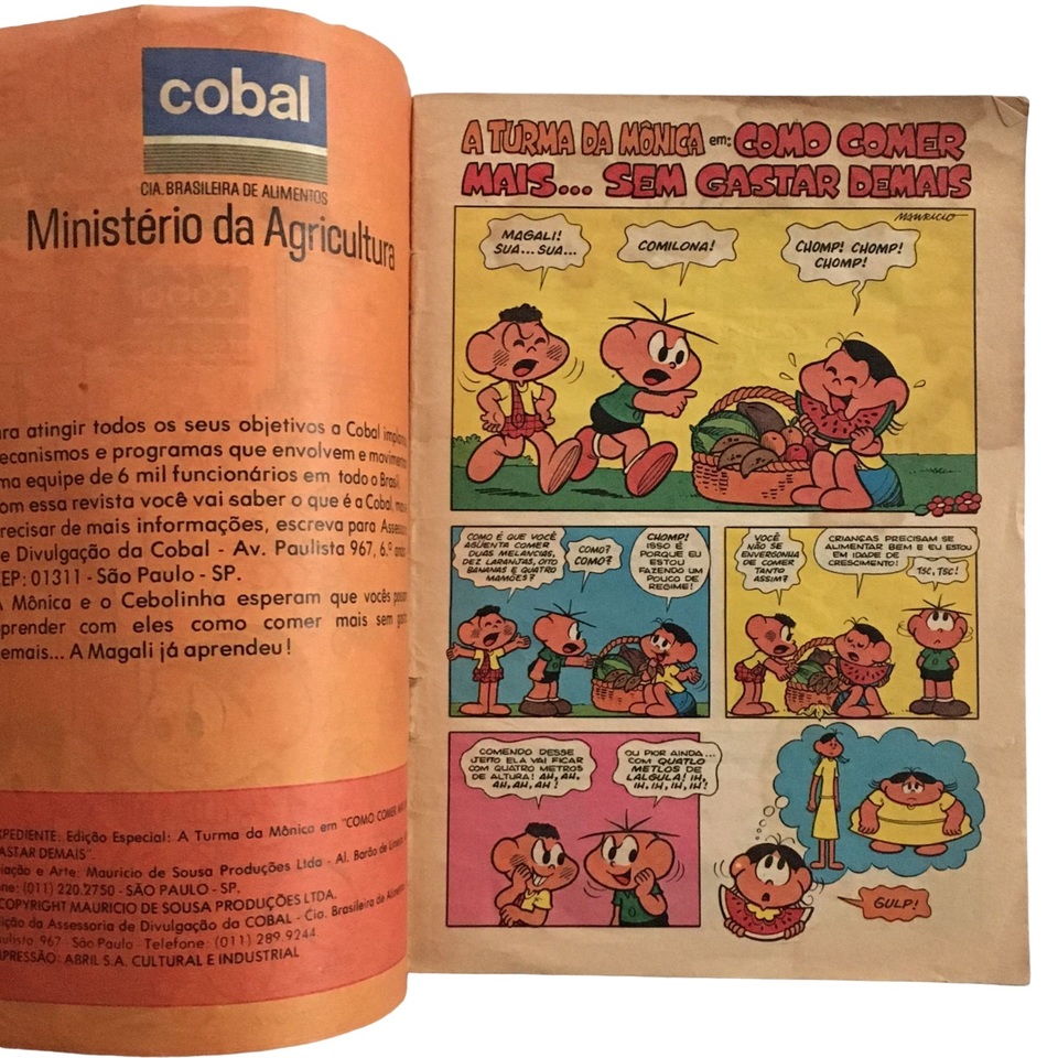 COBAL Gibi A TURMA DA MÔNICA Como Comer Mais... Sem Gastar Demais, Ano 1980  - PROMOTOYS