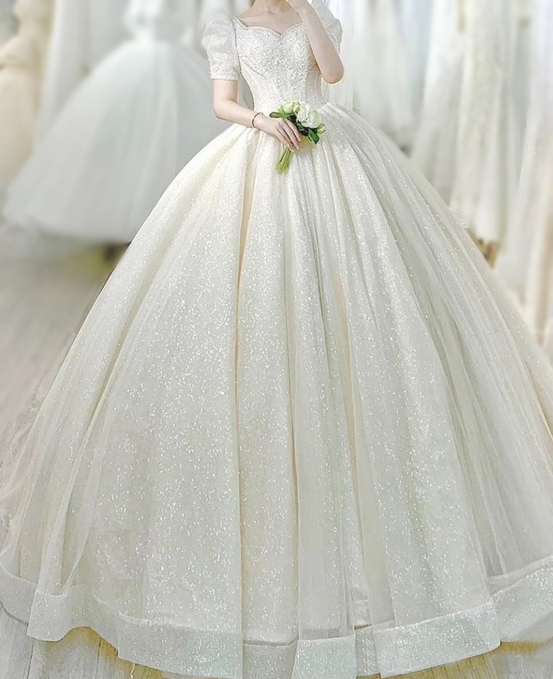 Vestido Noiva Princesa Tule Brilho Bordado
