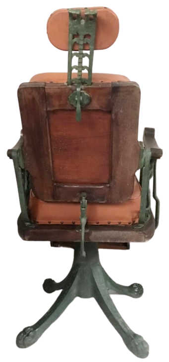 Cadeira de Barbeiro Antiga Retrô Hawk em Aço e Madeira Maciços