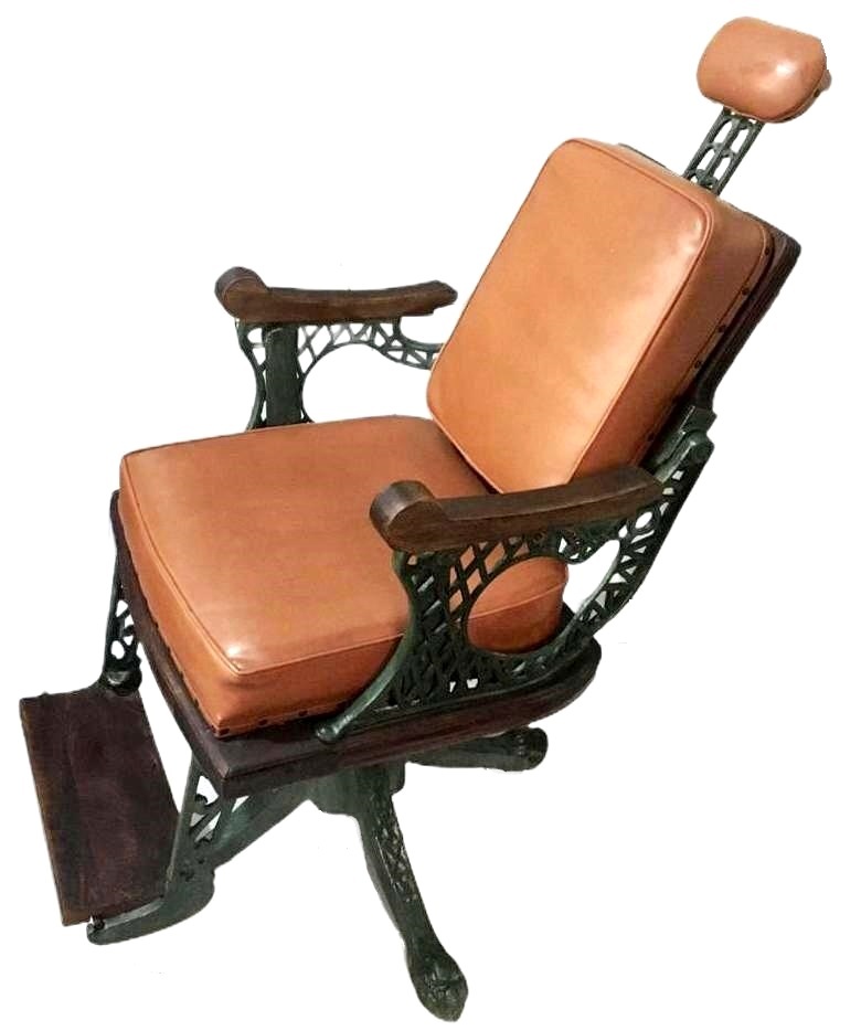 Cadeira de Barbeiro Americana ARCHER MFG Co Rochester, Patente 1891 -  Antiguidades CASA DO VELHO