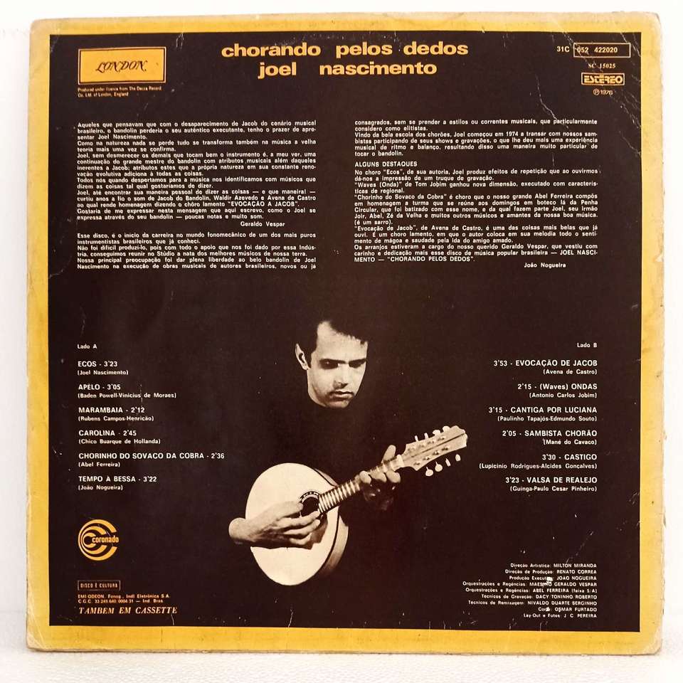 LP Joel Nascimento - Chorando pelos dedos - Vinyl Virtual Shop - Discos de  vinil e CDs