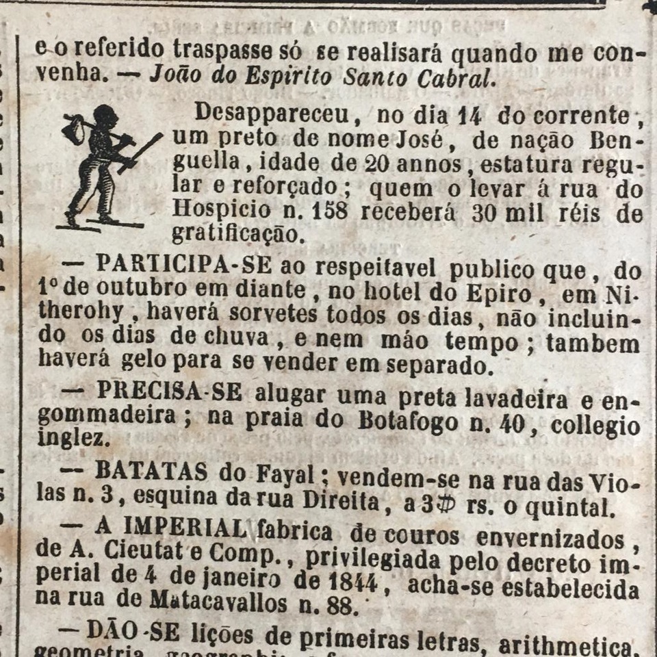 JORNAL DO COMMERCIO Edição Completa e ORIGINAL Destaque Para ANÚNCIOS DE  ESCRAVOS Rio de Janeiro, 26 - BANCANTIGA