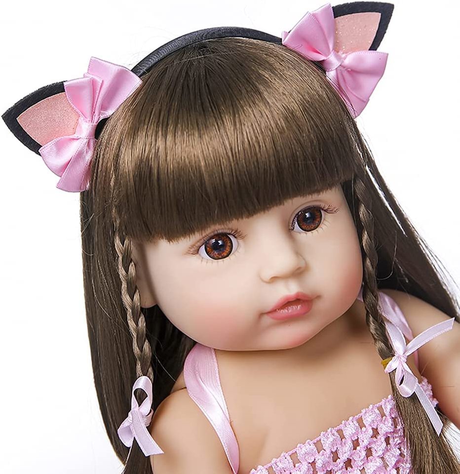 Boneca Bebê Reborn Silicone Menina 55cm (Princesa Boneca Rosa) com